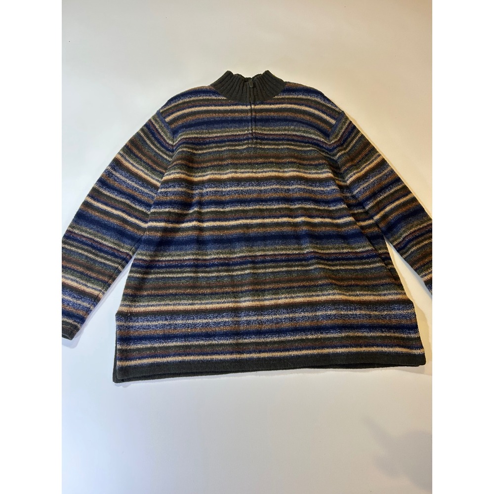Sarah Spencer Woman Sweater Women's 2X Multicolor Striped Wool Quarter Zip